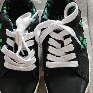 Kids Black and Green Sneakers Minecraft